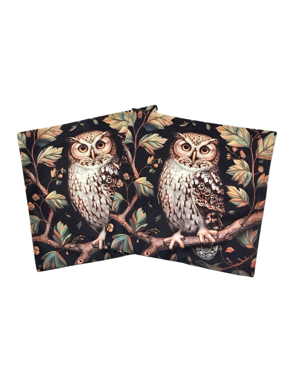NWOT Animal Owl Floral Throw Pillow Covers William Morris Art Deco Style